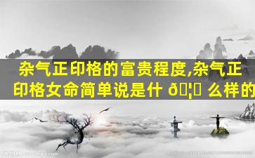 杂气正印格的富贵程度,杂气正印格女命简单说是什 🦋 么样的
